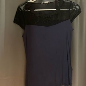 Navy Blue & Black detailed top